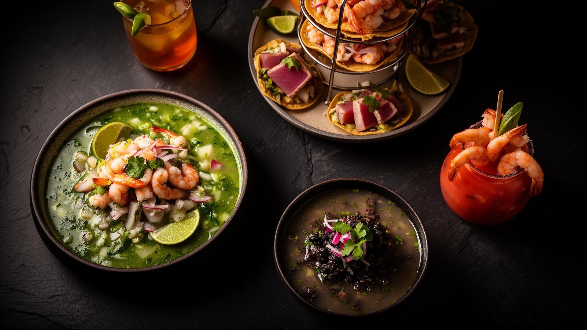 Selección de mariscos y cocteles de Casa Marina